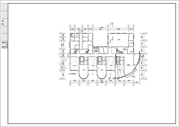 沧州市某社幼儿园区1600平米2层砖混结构教学楼平立剖面设计CAD图纸-图一