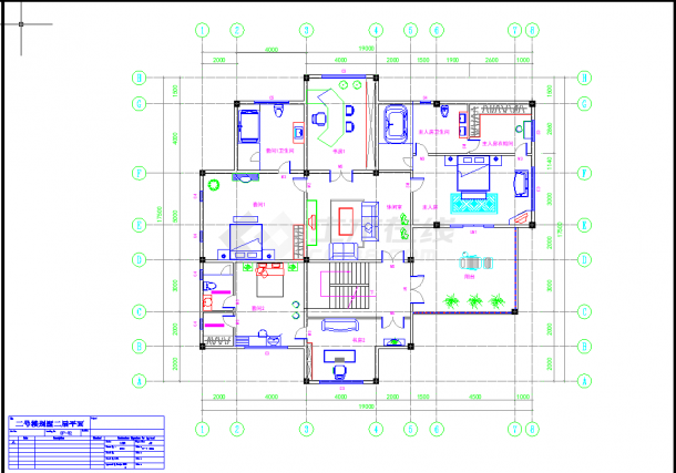某地2号楼别墅建筑施工CAD设计图-图二