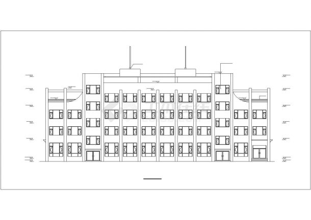某小型4层框架结构办公楼建筑结构设计CAD图纸-图一