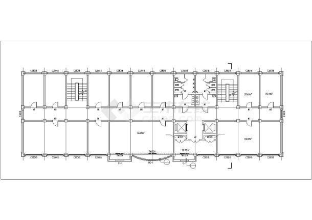 某小型4层框架结构办公楼建筑结构设计CAD图纸-图二