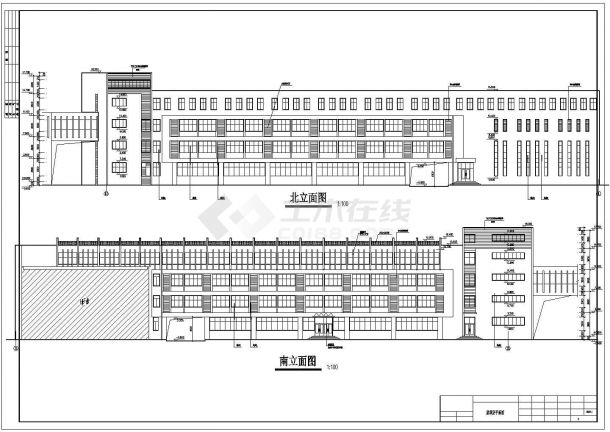 5050平米4层框架结构商业办公楼平立剖面设计CAD图纸-图二
