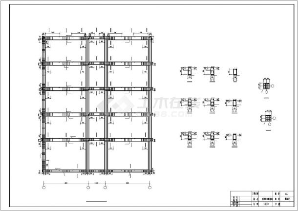 潮州市某商业街6层框架结构商务旅馆全套结构设计CAD图纸-图二