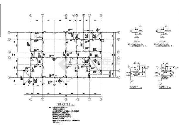 三层框架结构别墅结构施工图-图二