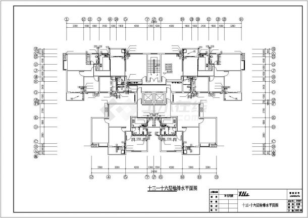 广州某小区7600平米17层框剪结构住宅楼全套给排水设计CAD图纸-图一