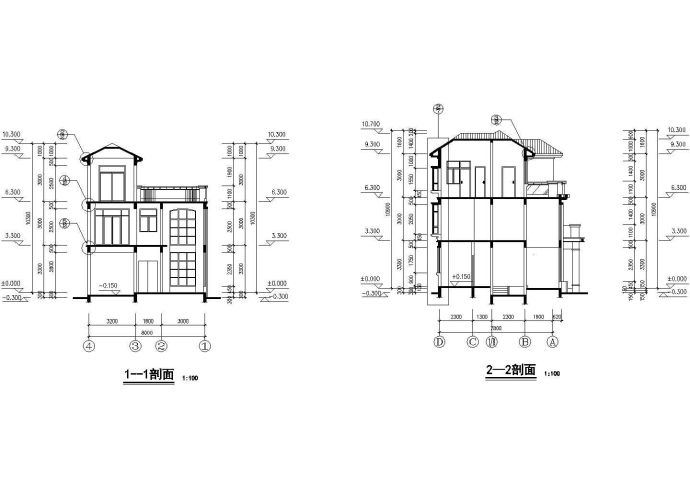 某地多个现代型别墅建筑结构设计详图_图1