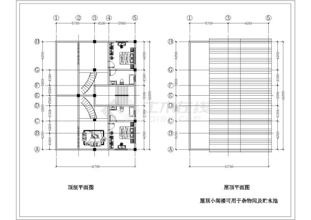 某县城几套现代风格别墅施工CAD平面图-图一