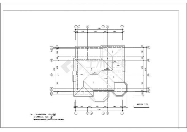 [大连]三层框架剪力墙结构别墅结构施工图（含建筑图）-图一
