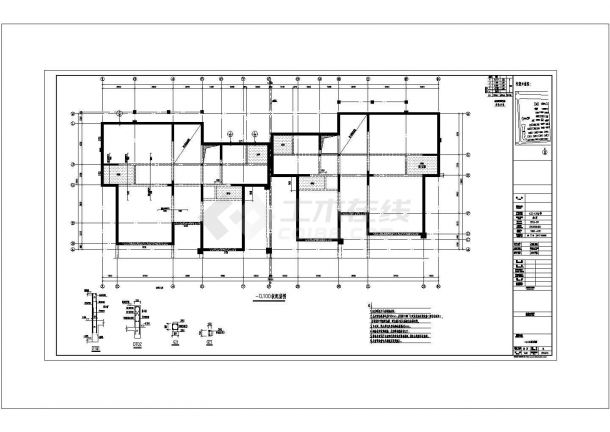 [河南]四层砖混结构别墅结构施工图（cad，4张图纸）-图二