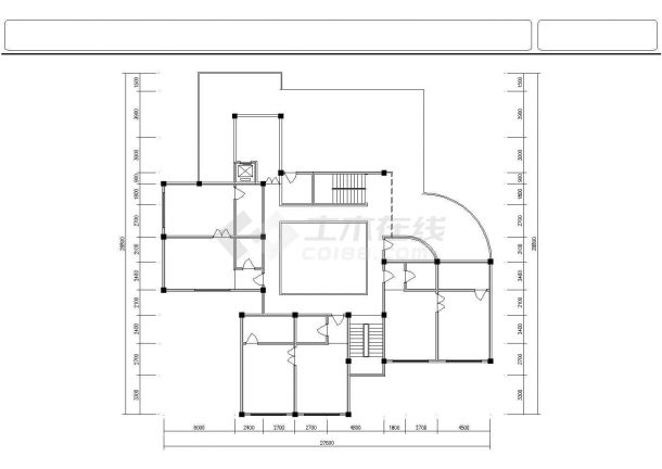 某艺术幼儿园2100平米3层框架教学楼平立剖面设计CAD图纸-图一