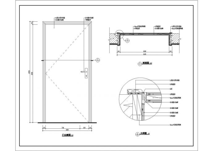 某单扇木门详图CAD设计完整_图1