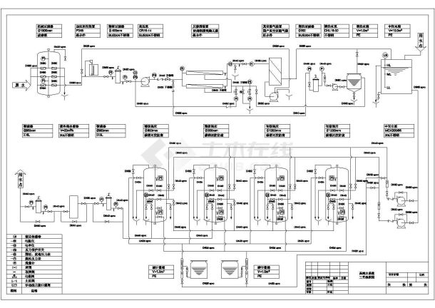 【最新】某电子厂高纯水系统工艺流程设计CAD图纸-图一