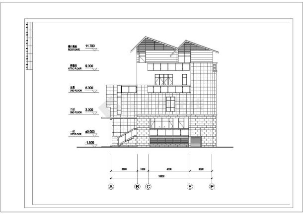 多栋中式化别墅设计CAD示意图-图一