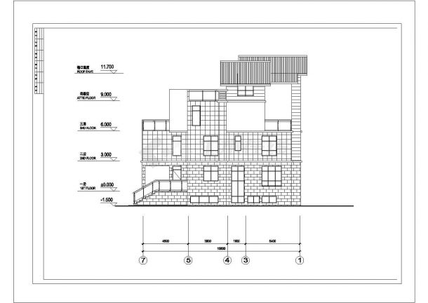 多栋中式化别墅设计CAD示意图-图二