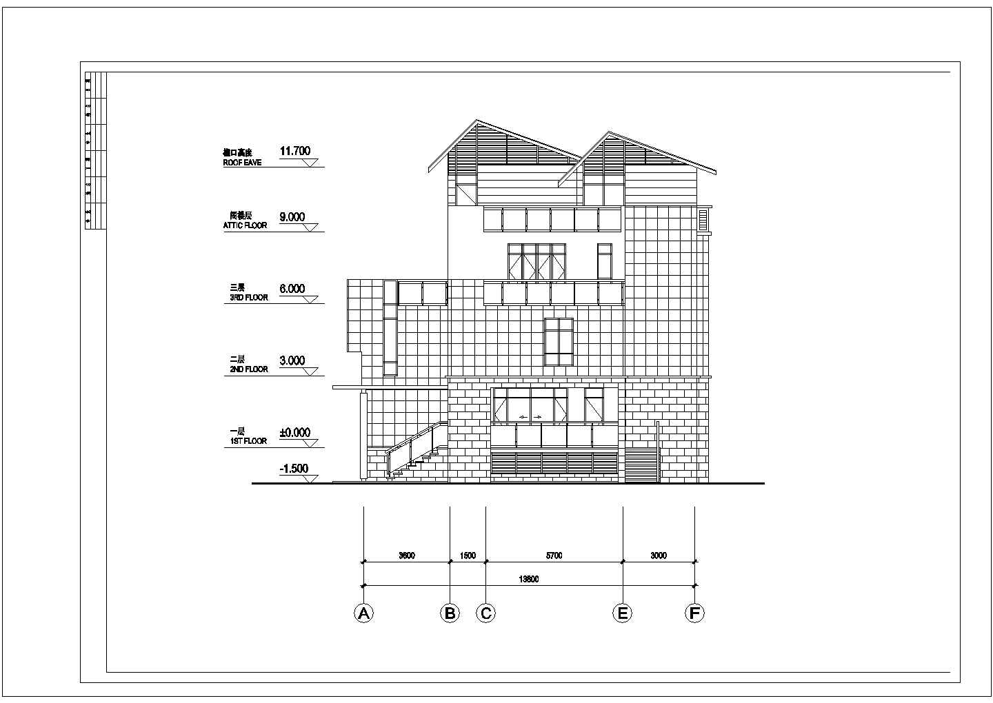 多栋中式化别墅设计CAD示意图