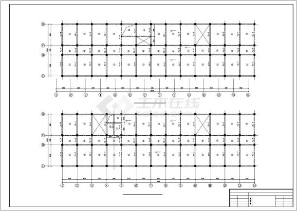 某知名设计公司6层框架结构办公楼结构设计CAD图纸-图二