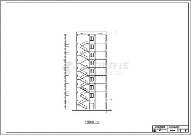 天津某公司7000平米9层框架结构办公楼建筑结构设计CAD图纸-图二