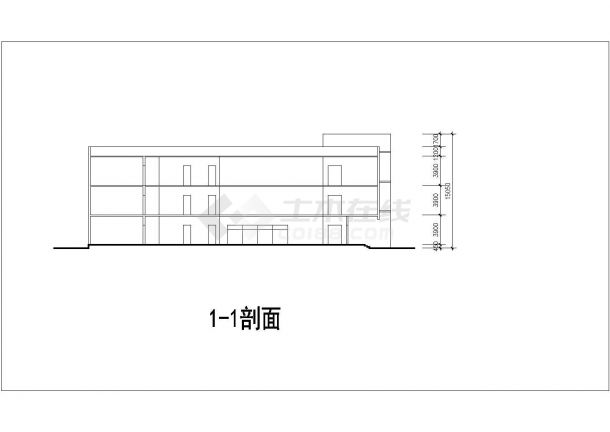 某学校2100平米3层框架结构培训中心平立剖面设计CAD图纸-图一