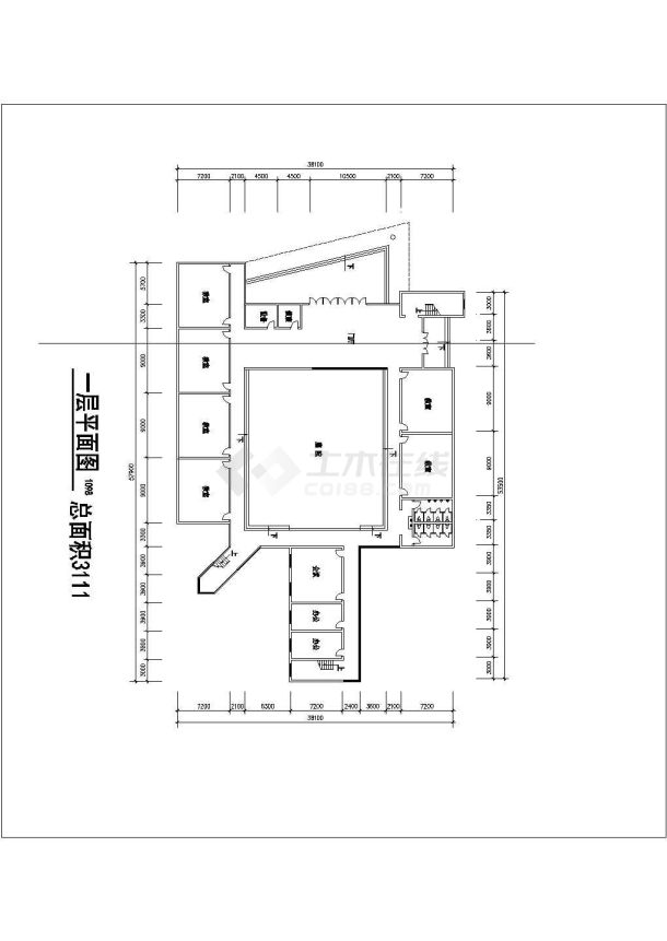 某学校2100平米3层框架结构培训中心平立剖面设计CAD图纸-图二