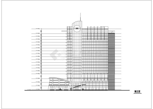 徐州市某商业街1.8万平米19层框架结构商业大厦平立剖面设计CAD图纸-图二