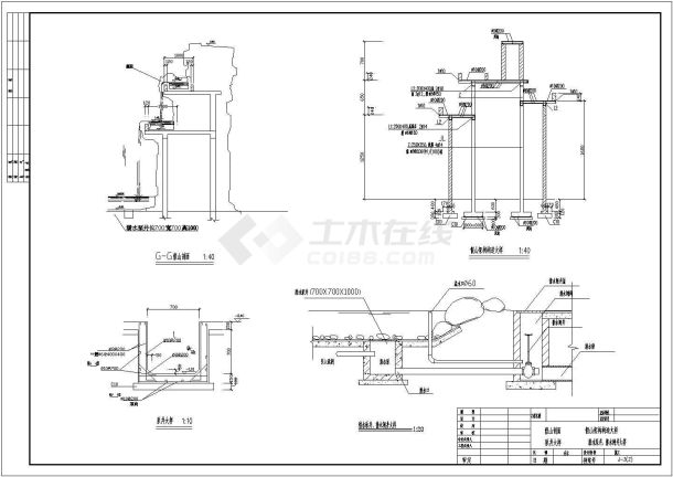 某公园假山瀑布CAD设计平立详图-图二