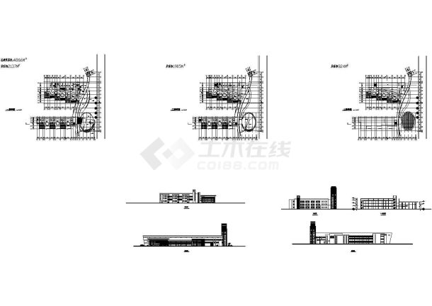4866平方米三层幼儿园建筑施工cad图，共五张-图二