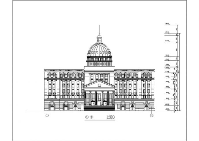 6100平米8层框架结构欧式风格办公楼平立剖面设计CAD图纸_图1