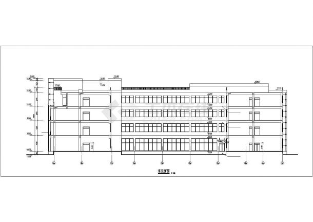 南京某单位占地970平米4层框架结构行政办公楼平立剖面设计CAD图纸-图一