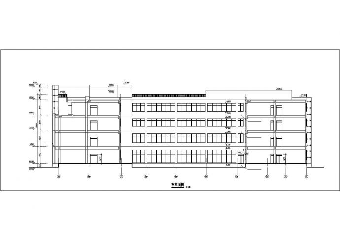 南京某单位占地970平米4层框架结构行政办公楼平立剖面设计CAD图纸_图1