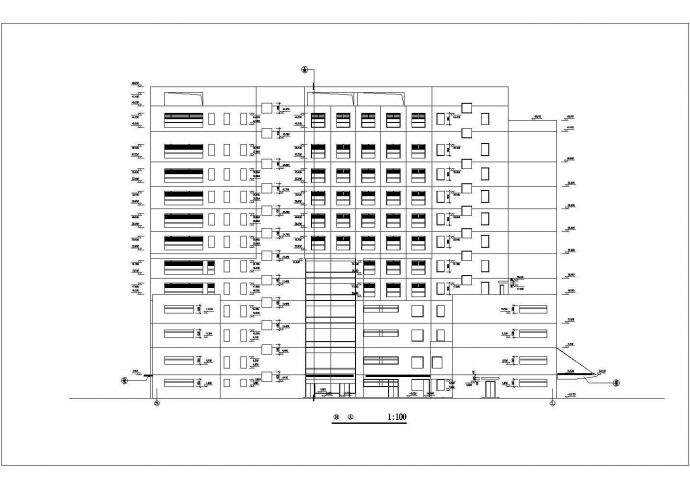 温州市某市政单位1万平米12层钢混框架结构办公楼建筑设计CAD图纸_图1