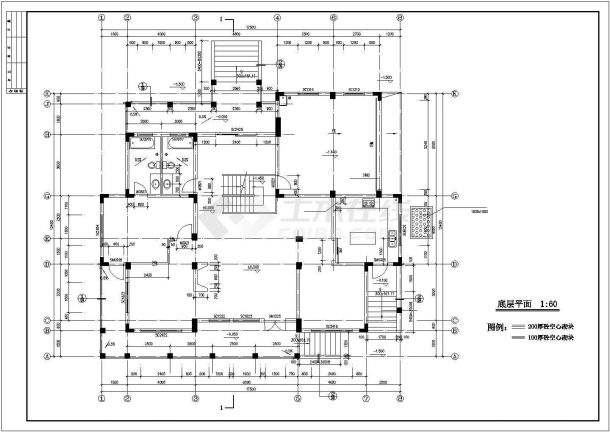 460平米2层框架结构单体别墅建筑设计CAD图纸（含地下室）-图二