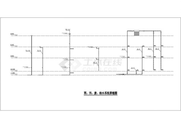 380平米左右3层混合结构独立别墅给排水设计CAD图纸-图一