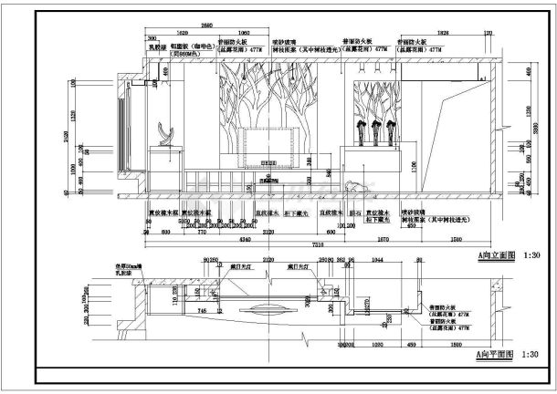 某现代电视墙CAD设计大样立面图-图一