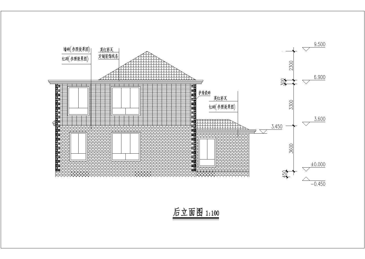 3层桩混结构单体乡村别墅全套建筑设计CAD图纸