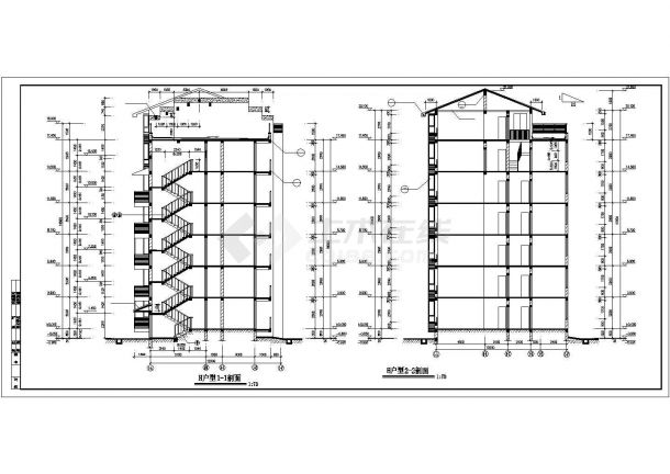 某小区3800平米7层混合结构临街民居楼平立剖面设计CAD图纸-图一