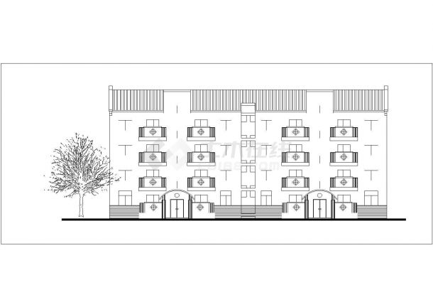 锦州市某居住区2800平米4+1层砖混结构民居楼建筑设计CAD图纸-图二