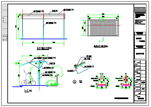 某自行车棚施工做法CAD示意图-图一
