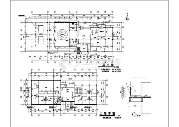 某地区两套2层框混结构休闲会所平立剖面设计CAD图纸-图一
