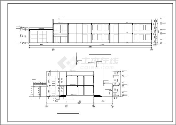 滁州市某社区幼儿园1100平米2层砖混结构教学综合楼建筑CAD设计图纸-图二