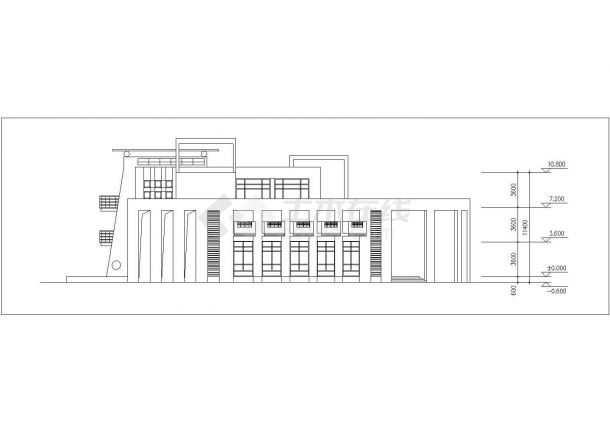 北京某幼儿园2100平米3层框架结构教学办公楼平立剖面设计CAD图纸-图一