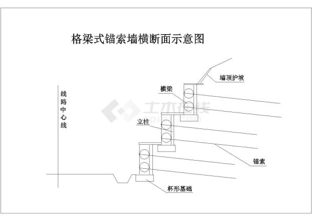 某格梁式锚索挡墙CAD大样设计-图一