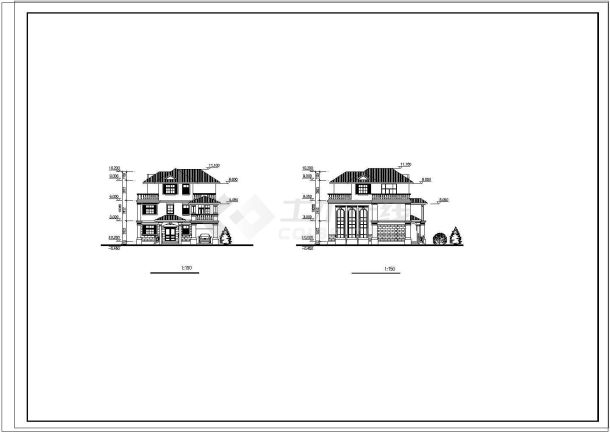 三层美式独立别墅方案图（两个车位）-图二