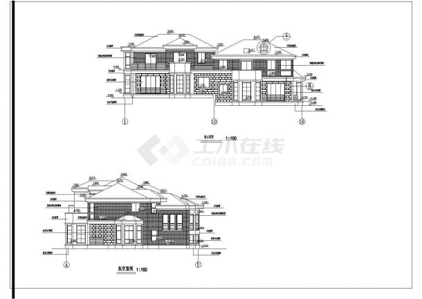 某地豪华别墅楼建筑平面设计CAD竣工图-图一