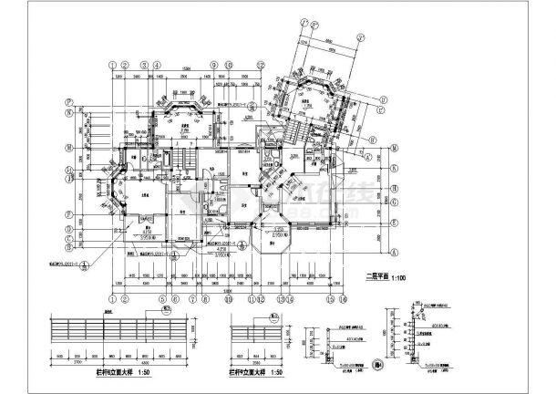 某地豪华别墅楼建筑平面设计CAD竣工图-图二