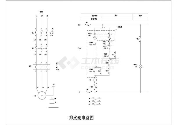 某排水泵电路图CAD大样设计施工-图一