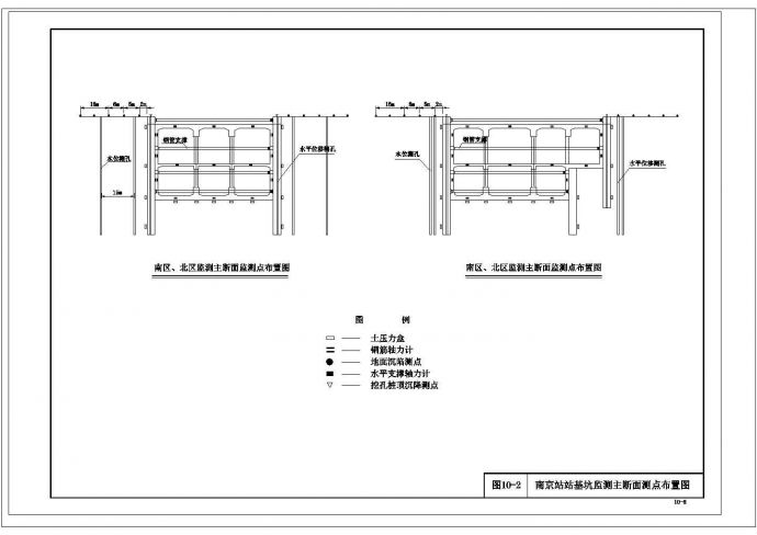 某南京站站基坑监测点主断面测点CAD大样布置图_图1