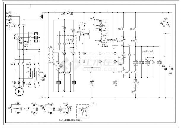 某消防泵控制CAD构造设计原理图-图一