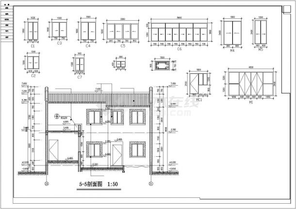 舟山市某村镇1200平米2层砖混结构四合院式民居楼建筑设计CAD图纸-图一
