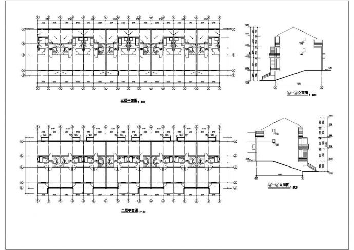 某小区4层砖混结构民居住宅楼平立剖面设计CAD图纸（底层车库/2套方案）_图1