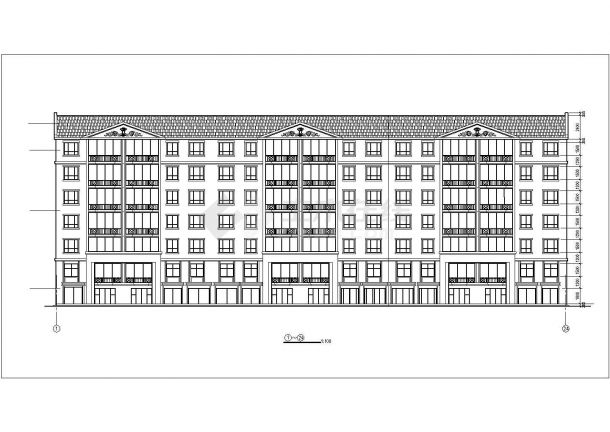 某地区7层框混结构商住楼全套建筑设计CAD图纸（底层商用）-图二