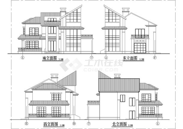 现代风格住宅建筑方案CAD参考图-图二